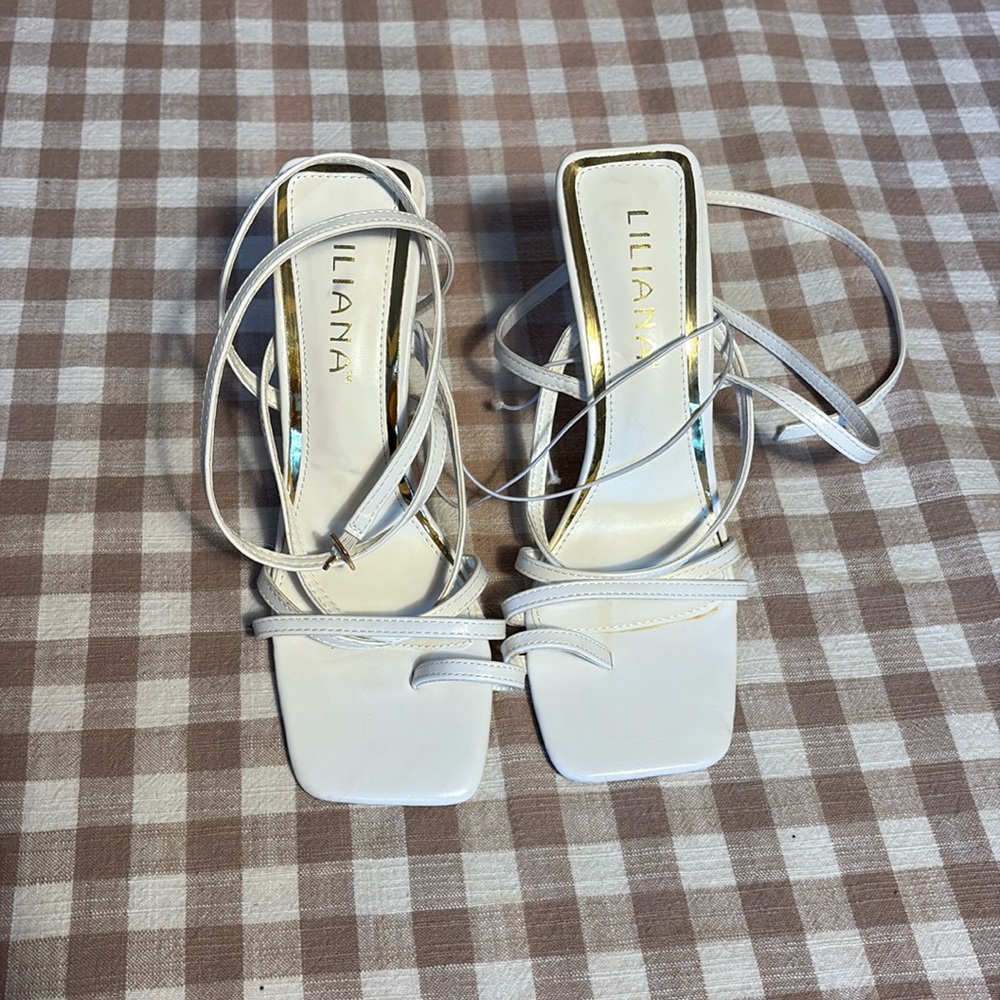 Liliana Strappy White Heels size 7